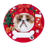 Hand Painted Bulldog Circle Ornament