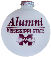 Alumni Over Mississippi State Banner M Glass Ornament