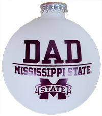 Dad Over Mississippi State Banner M Glass Ornament