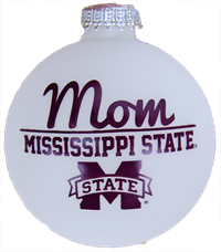 Mom Over Mississippi State Banner M Glass Ornament