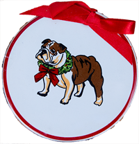 Royal Standard Standing Bulldog with Wreath Ornament