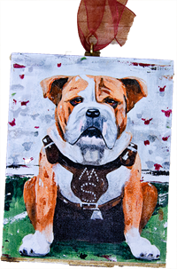 Gloryhaus Wood Block Sitting Bulldog Ornament