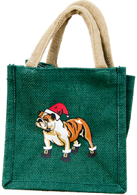 Royal Standard Standing Bulldog with Santa Hat and Boots Petite Tote Bag