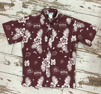 Vive La Fete Youth Hawaiian Flowers M Over S Button Down Shirt
