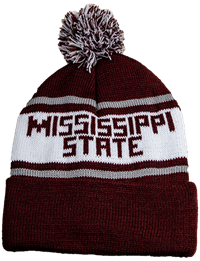 Logofit Youth Mississippi Sate Stripe Cuffed Pom Pom Beanie