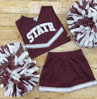 Youth Vneck State Glitter 2 piece Cheer Suit with Bloomers