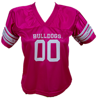 Third Street Youth Pink Bulldog Football Jersey 00 Striped Sleeves