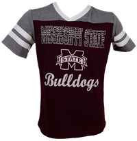 Colosseum Youth Girls V-Neck Mississippi State Studded Banner M Short Sleeve Tee