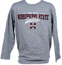 Youth Hail State Bar with Bulldog Scipt and Banner M Long Sleeve Tee
