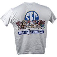 Youth SEC Football with Mascots on Back Short Sleeve Tee