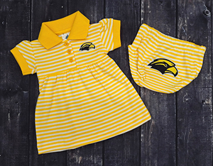 Creative Knitwear Baby Striped Dress with Bloomers Eagle Head Logo
