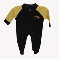 Little King Stripe Sleeve Footed Onesie