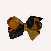 Wee Ones Two-Tone Hologram Glitter Gold & Black Bow