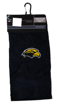 Team Effort Embroidered Golden Eagle Head 16x24 Carabiner Golf Towel