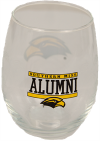 15 oz Southern Miss Alumni Stimless Wine Glass