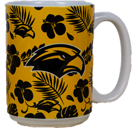 15oz Golden Eagle Head Aloha Floral Mug