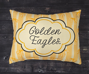 Little Birdie Golden Eagles Bow and Pinstripes Pillow