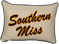 Little Birdie Southern Miss Script Pillow with Piping