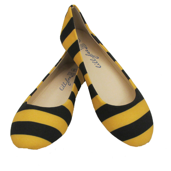 Lilly Bee Flats Stripe Black and Gold Shoe (SKU 1249876561)