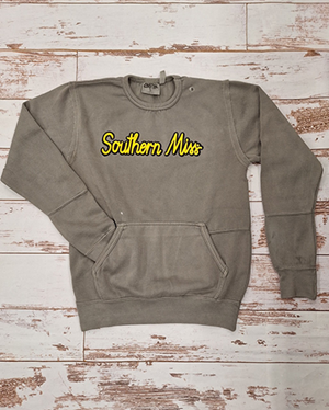 MV Sport Southern Miss Script Gray Kangaroo Pouch Pullover