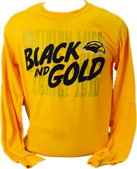 Image One Painted Phrase Black and Gold Eagle Head Long Sleeve Tee