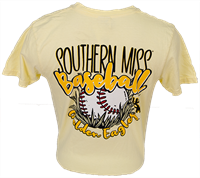 Comfort Colors Graphic on Back Southern Miss Baseball Short Sleeve Tee