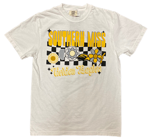 Image One Southern Miss Goldne Eagles Flower Pattern Short Sleeve Shirt