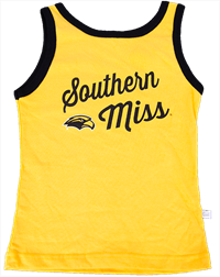 Third Street Southern Miss Script Golden Eagle Head  Tank Top