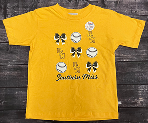 USM Bows and Baseballs Short Sleeve Shirt